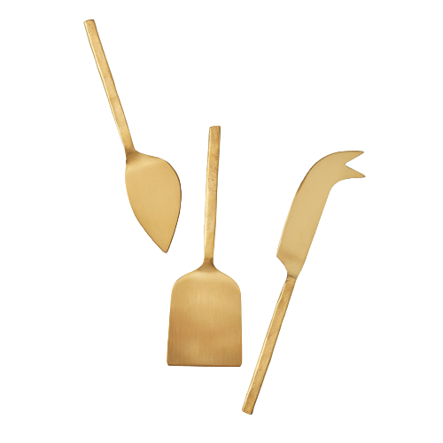 Aura Cheese Knife S/3 - Gold 19cm