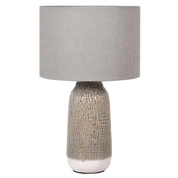 Stripe Effect Table Lamp with Linen Shade