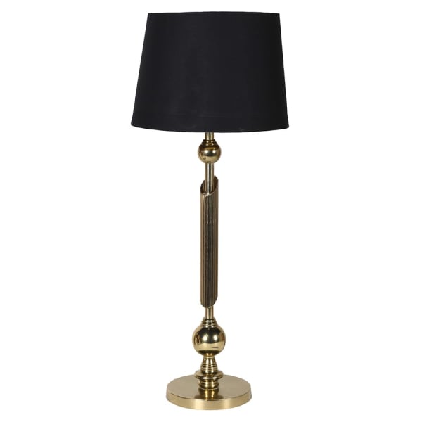 Antique Brass Column Table Lamp with Shade