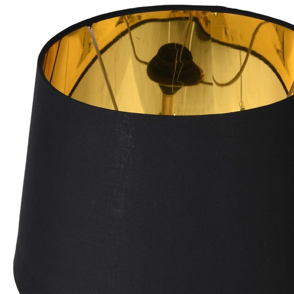 Antique Brass Column Table Lamp with Shade