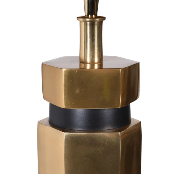 Gold Hexagonal Table Lamp with Linen Shade