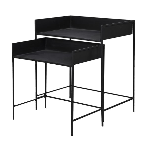 Set of 2 Black Metal Side Tables