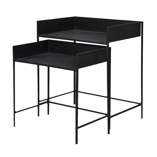 Set of 2 Black Metal Side Tables