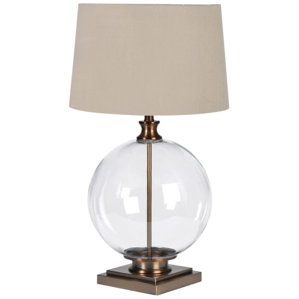 Glass Ball Table Lamp with Linen Shade