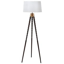Wooden Spindle Tripod Lamp with Shade