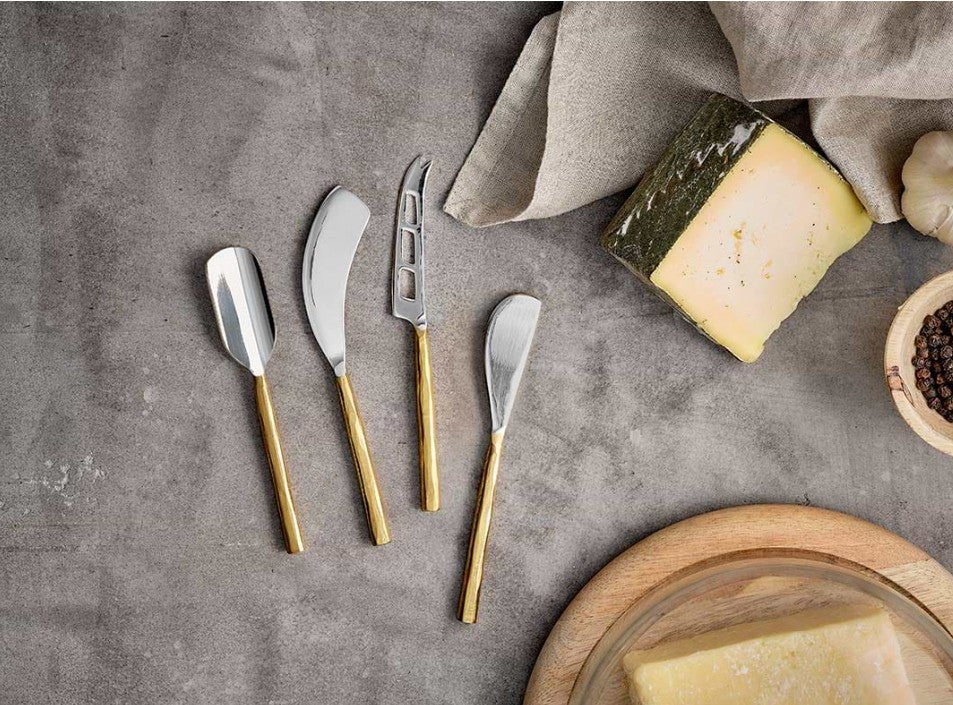 Brushed Gold Cheese Knife S/4 14cm