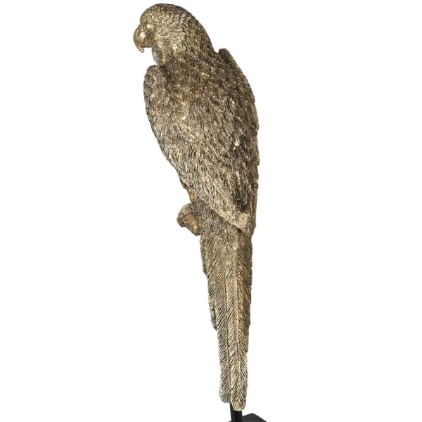Gold Parrot Ornament on Black Perch/Stand