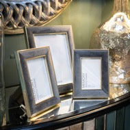Grey Velvet & Gold Photo Frame