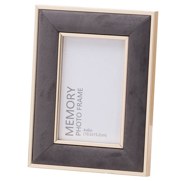 Grey Velvet & Gold Photo Frame