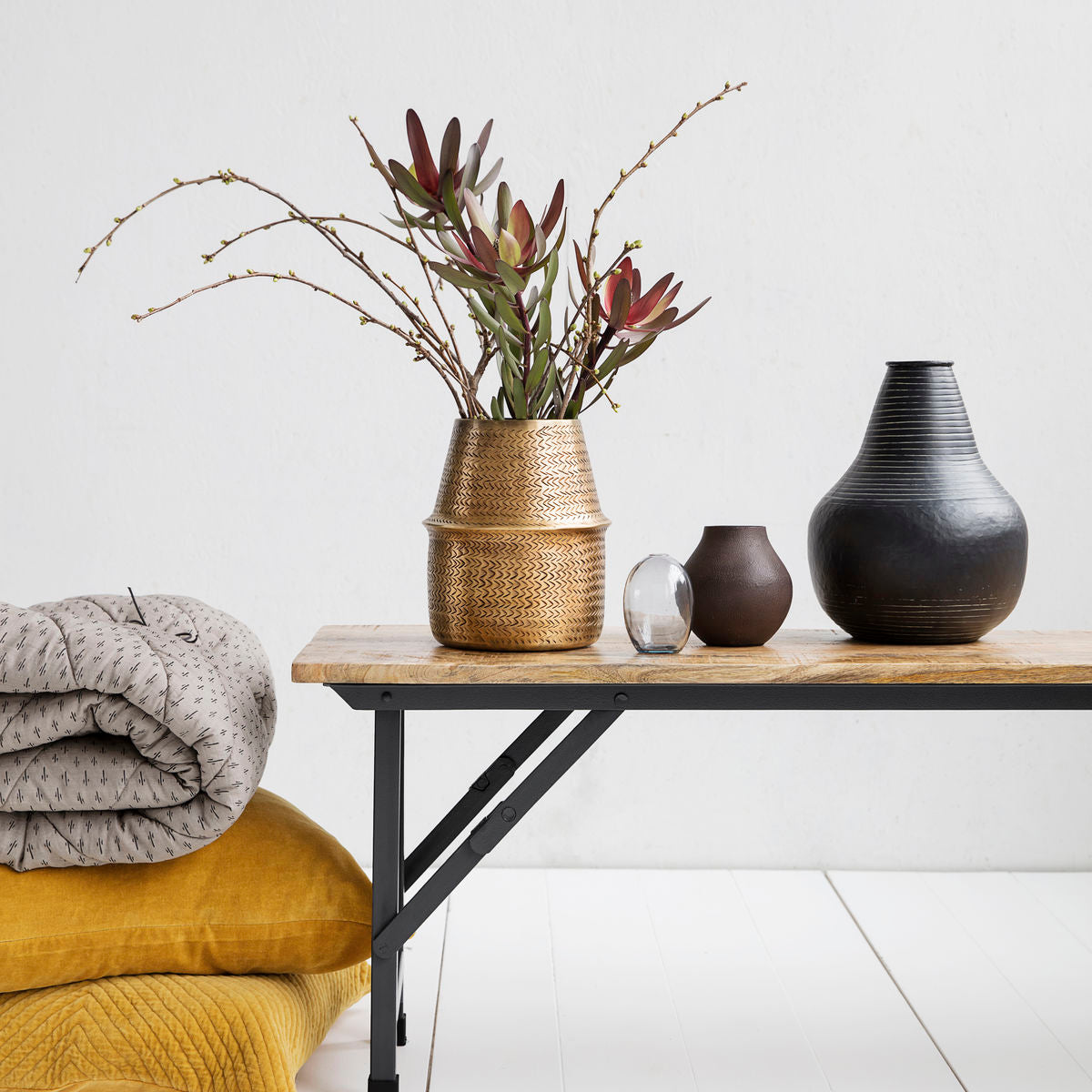 Rattan Brass Planter