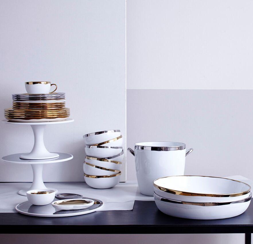 Silver & White Tall Cake Stand