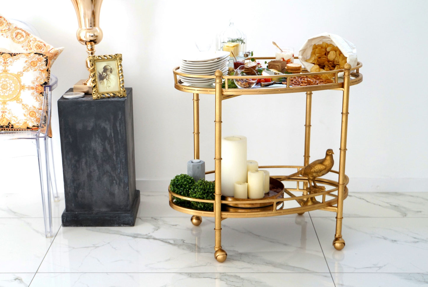 Amari Mirrored Serving Trolley