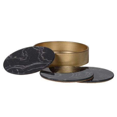 Black Marble Effect Coasters Set of 4