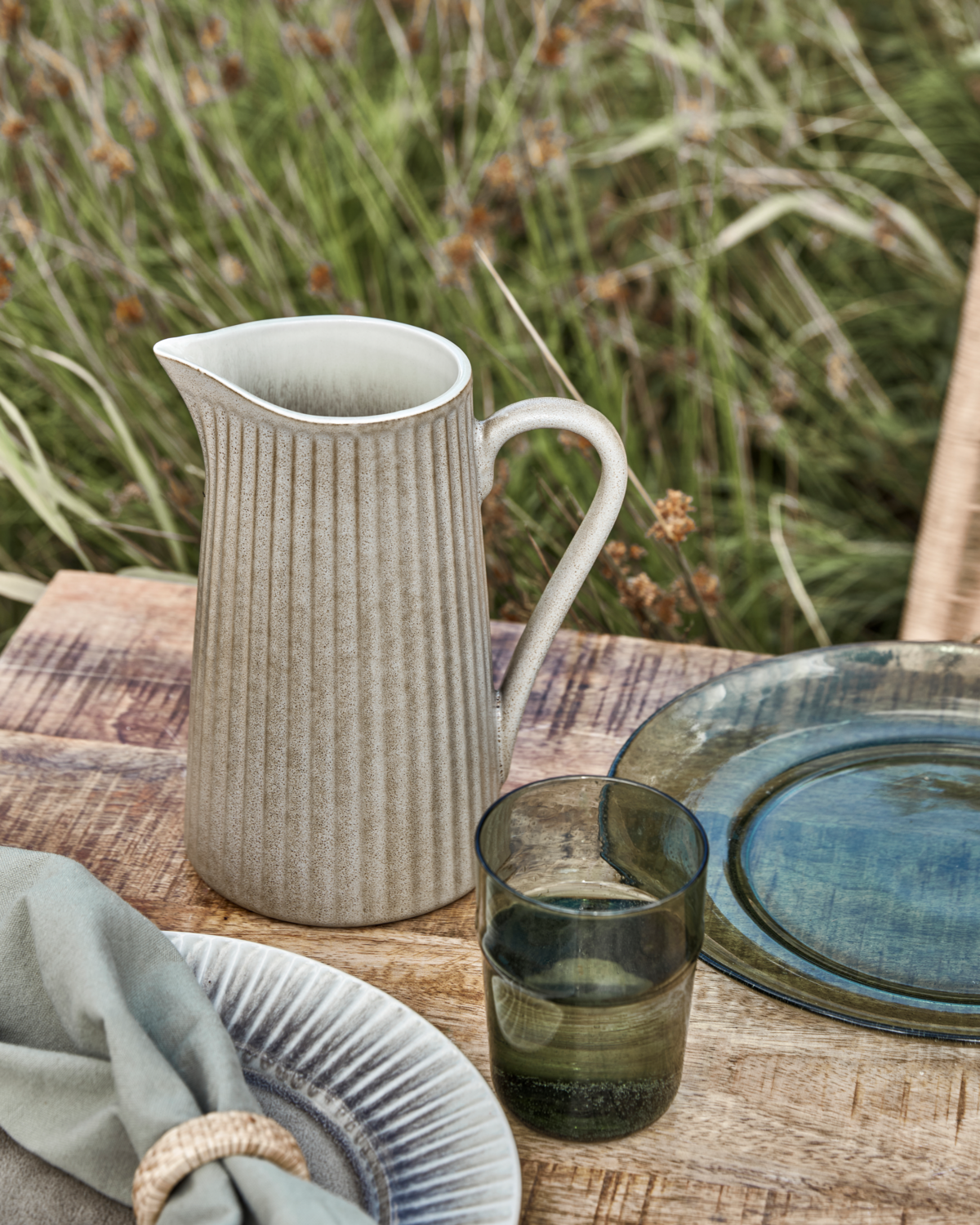 Grey/Brown Pleat Jug 21cm