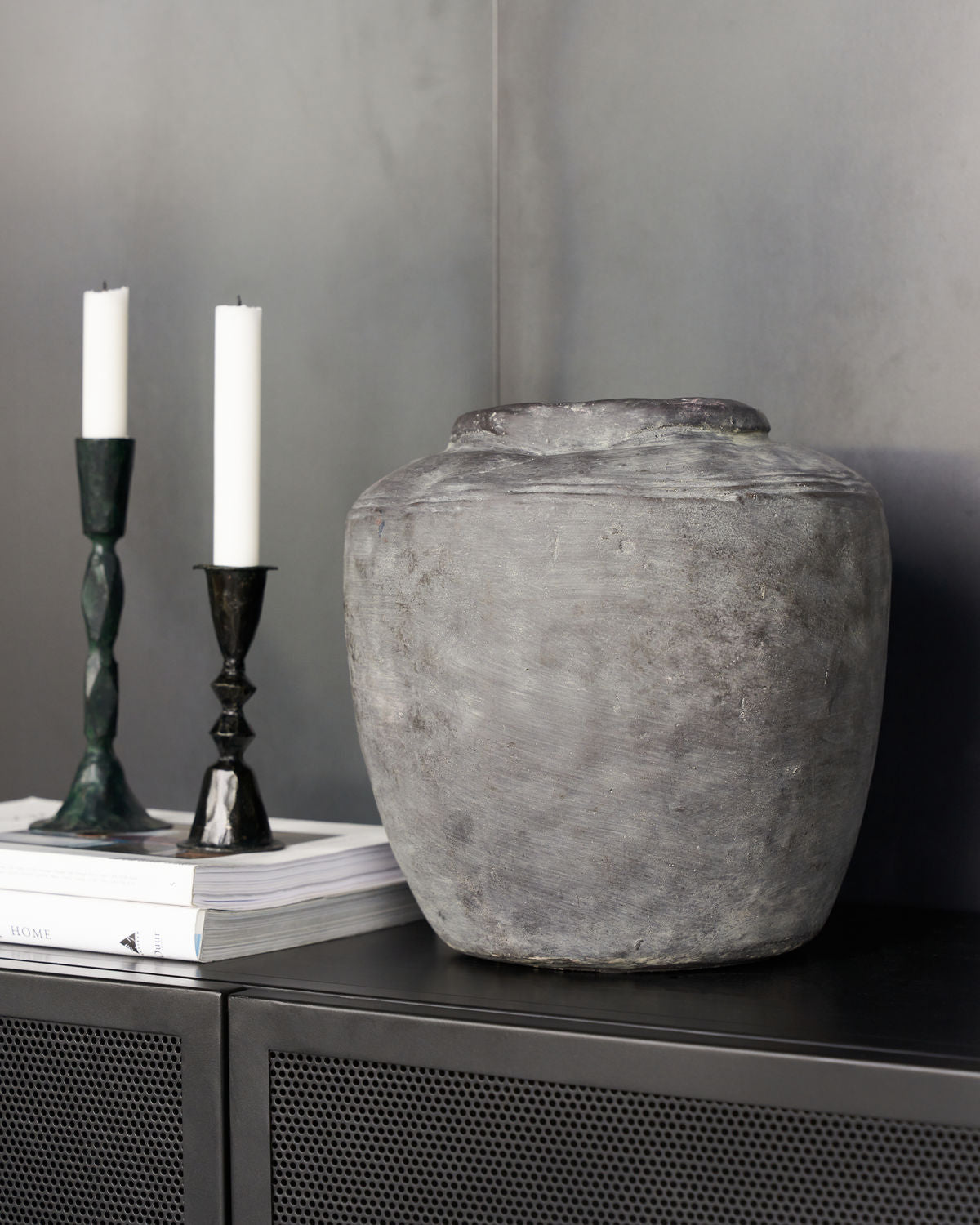 Grey Concrete Rustic Vase 31cm