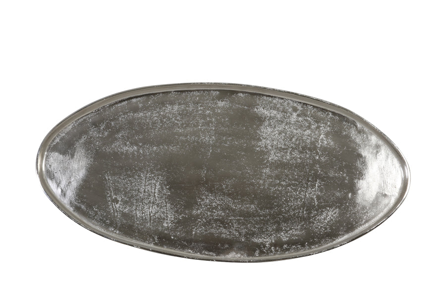 Raw Nickel Oval Tray 69cm