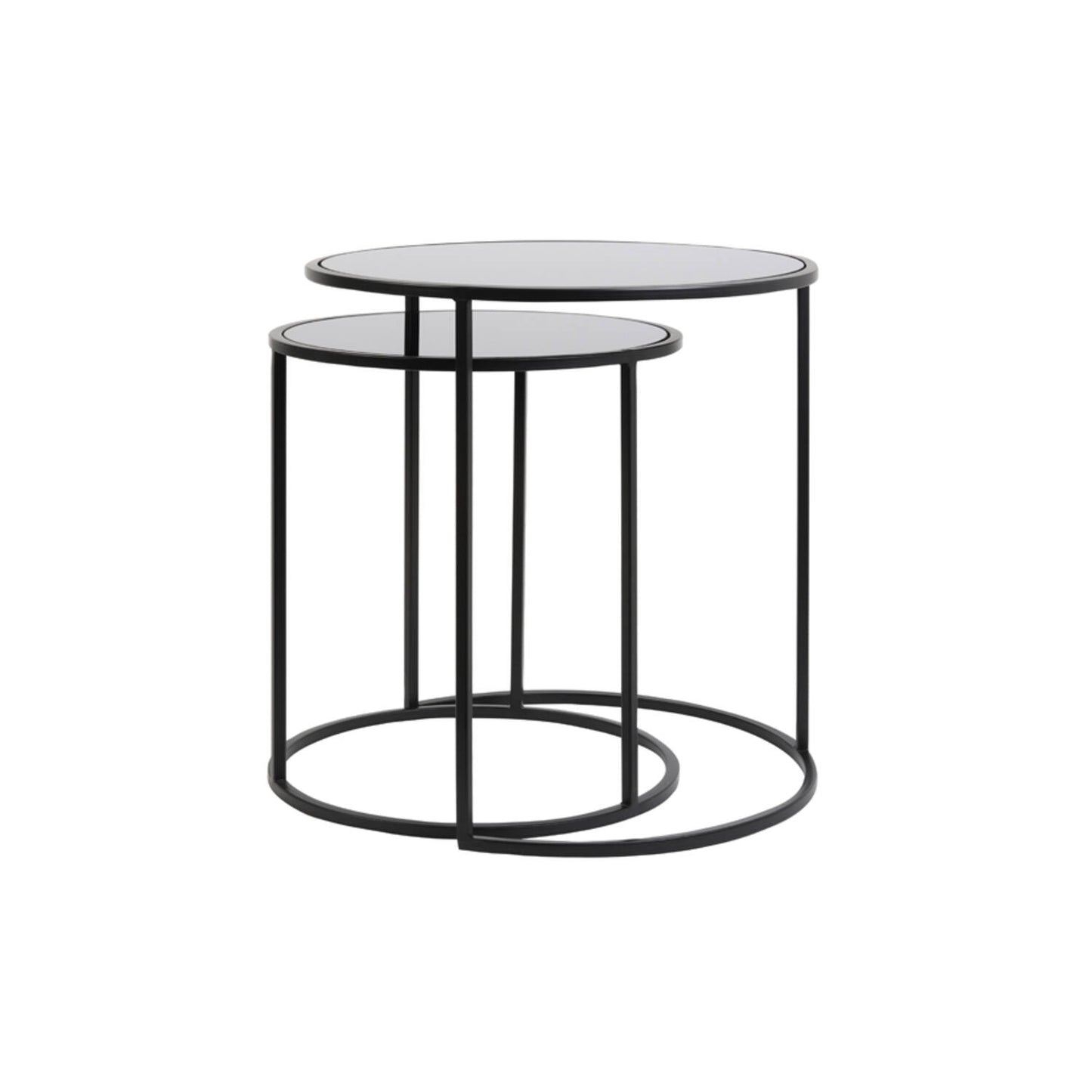 Side table glass black-matt S/2