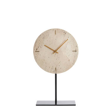 Sand Travertine Clock on Base