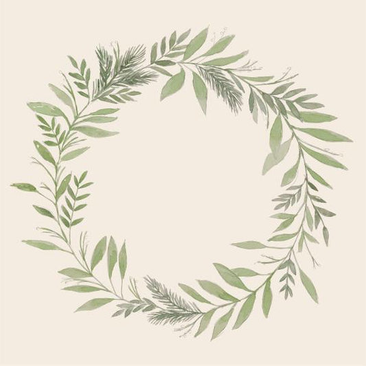 Green Wreath Paper Napkins 20Pk