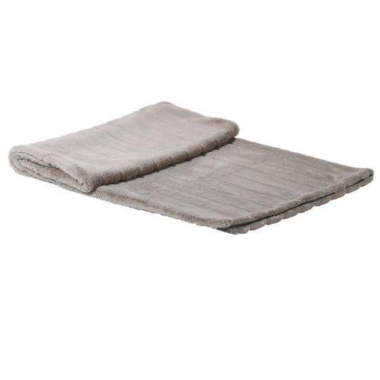 Large Striped Silver Grey Faux Fur Throw