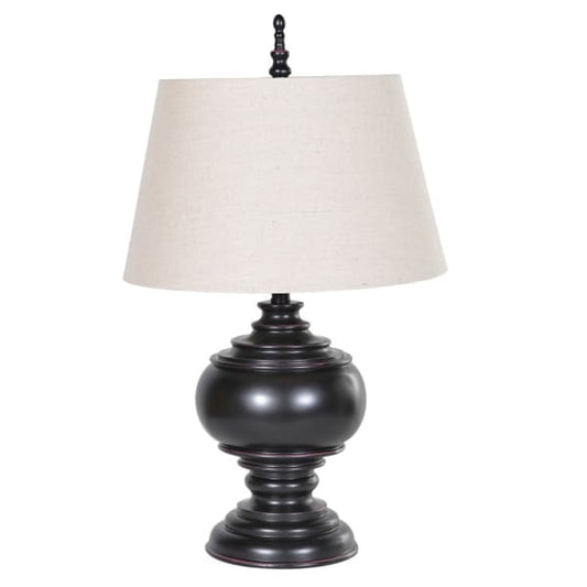 Temple Table Lamp with Beige Linen Shade