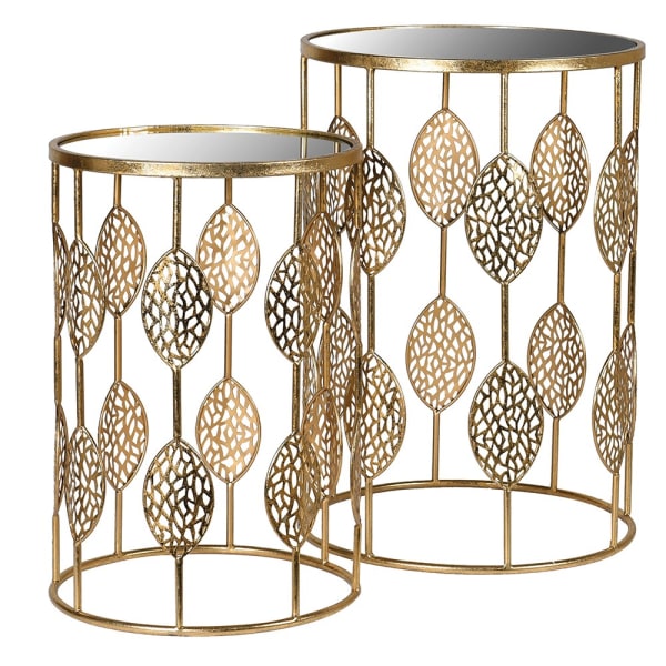 Set of 2 Leaf Detail Side Tables