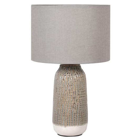 Stripe Effect Table Lamp with Linen Shade