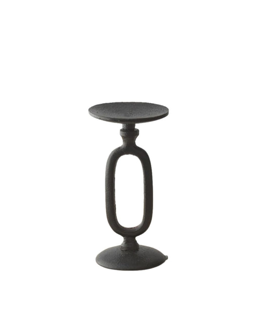 Black Hammered Candle Holder 20cm