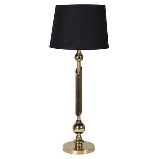 Antique Brass Column Table Lamp with Shade