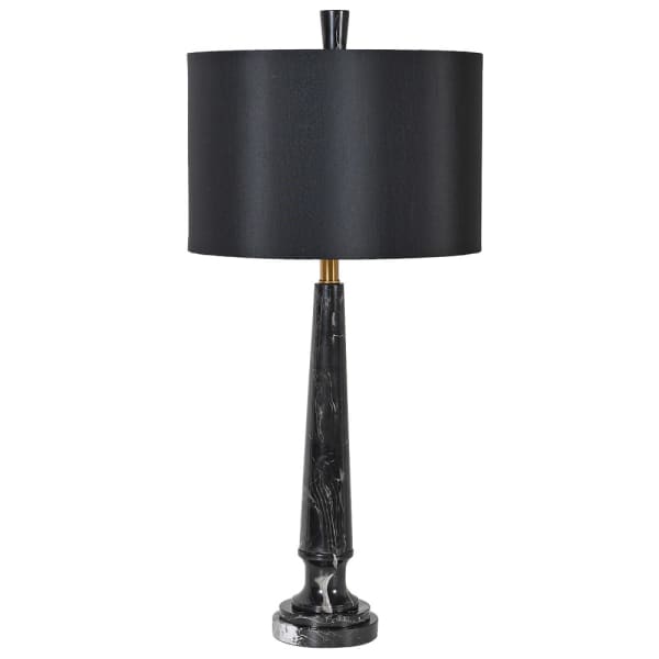 Black Marble Table Lamp with Black Shade