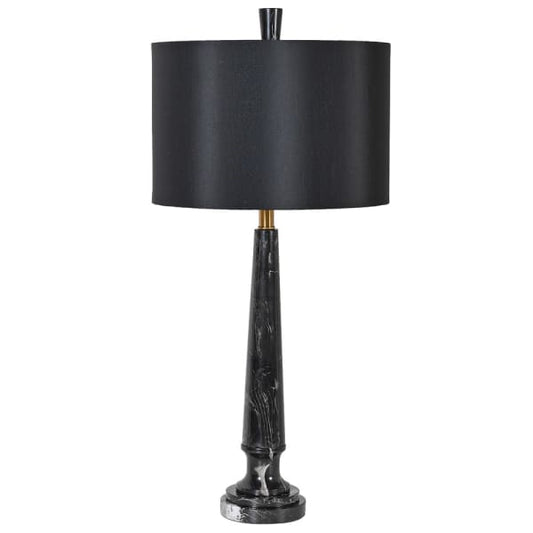 Black Marble Table Lamp with Black Shade