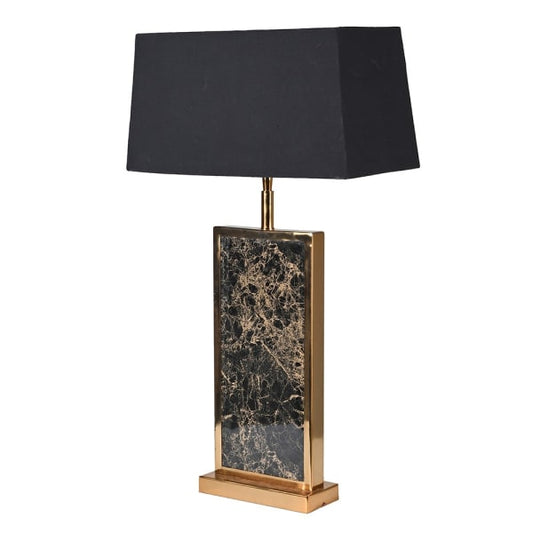 Marble Effect Black and Gold Table Lamp with Shade