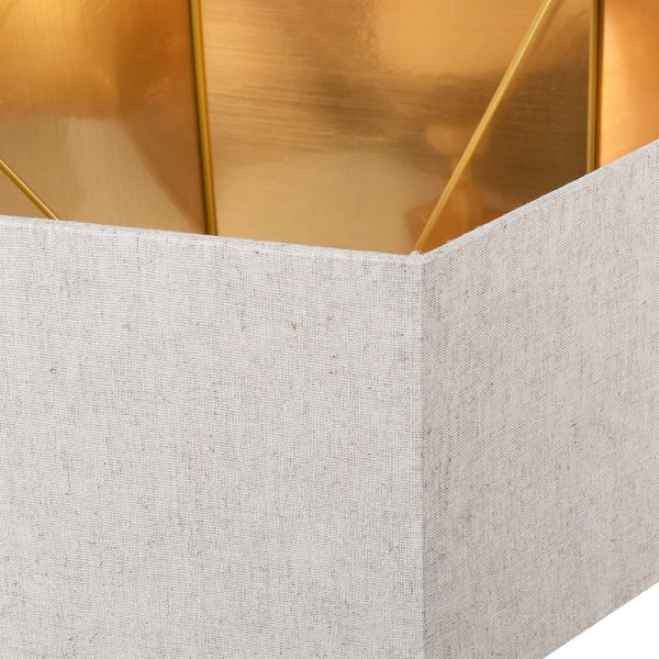 Gold Hexagonal Table Lamp with Linen Shade