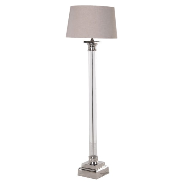 Nickel and Glass Floor Lamp with Shade