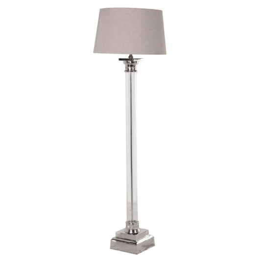 Nickel and Glass Floor Lamp with Shade
