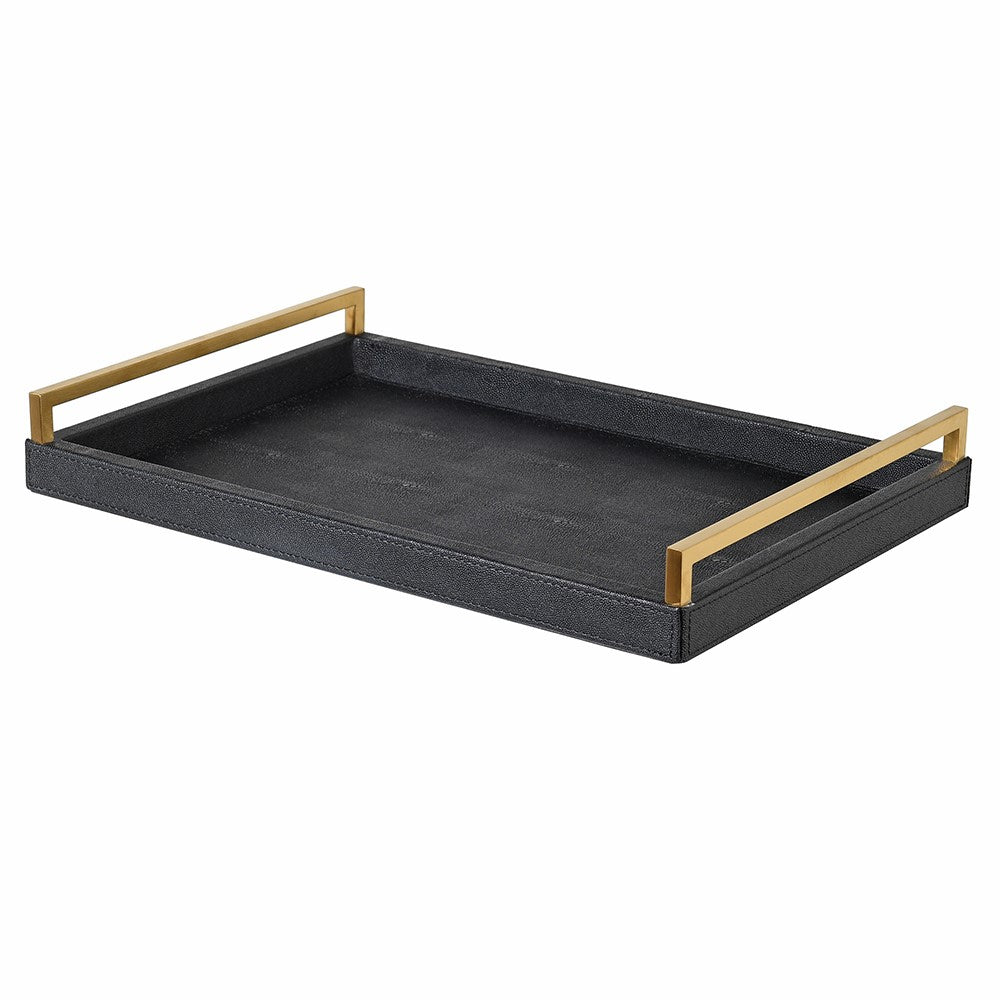 Black Faux Tray with Handles