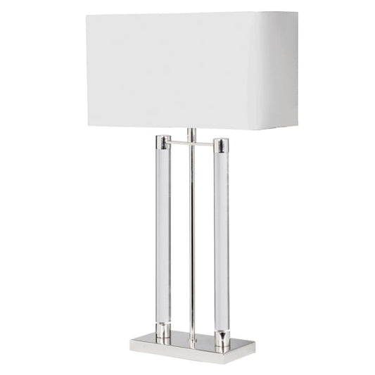 Nickel and Acrylic Bar Table Lamp with White Shade