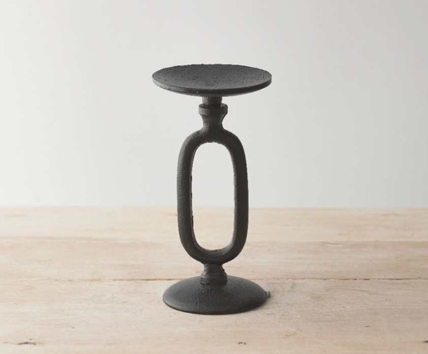 Black Hammered Candle Holder 20cm