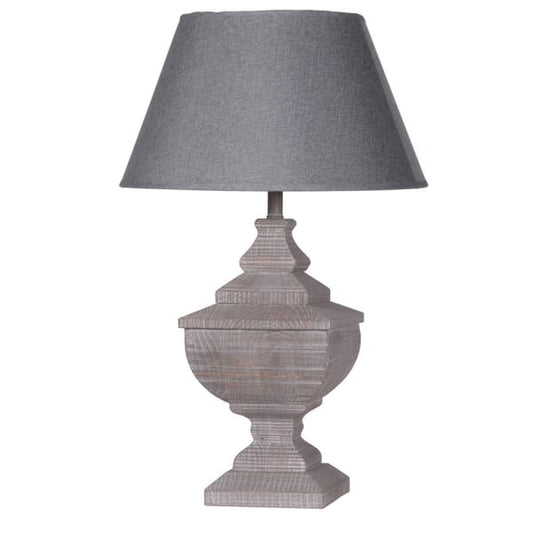 Block Table Lamp with Grey Shade