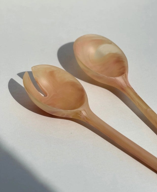 Coral Resin Salad Servers 29.5cm