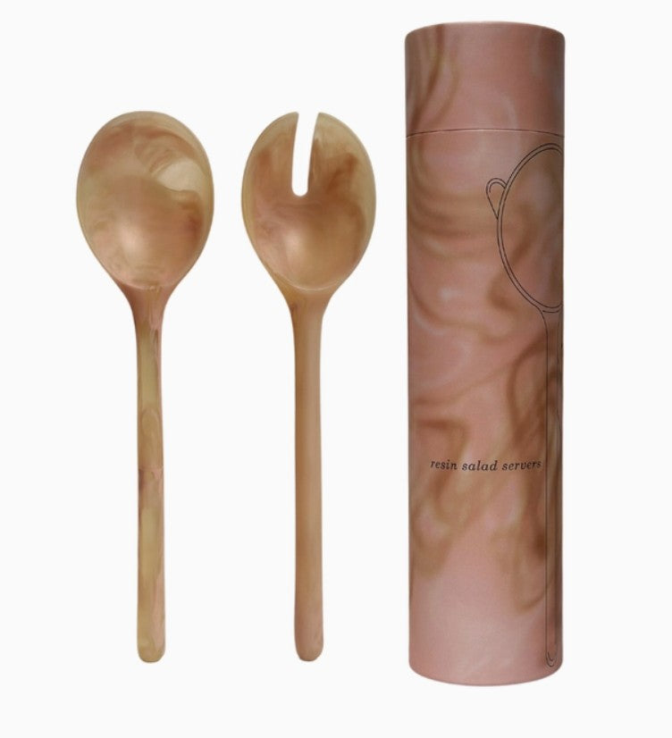 Coral Resin Salad Servers 29.5cm