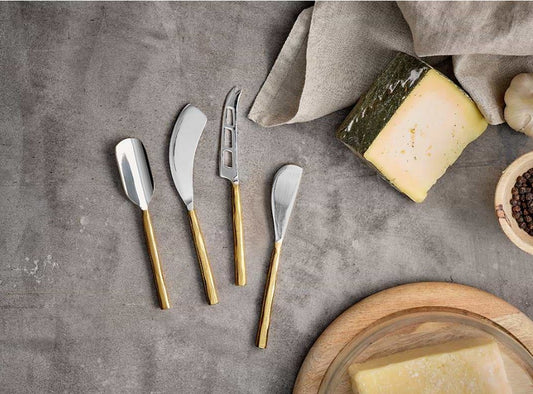 Brushed Gold Cheese Knife S/4 14cm