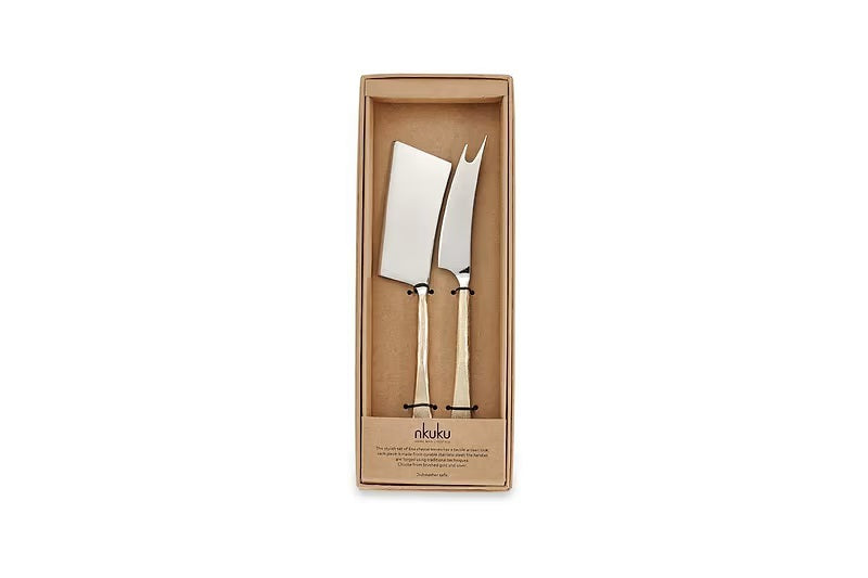 Brushed Gold Cheese Knife Set of 2 21cm