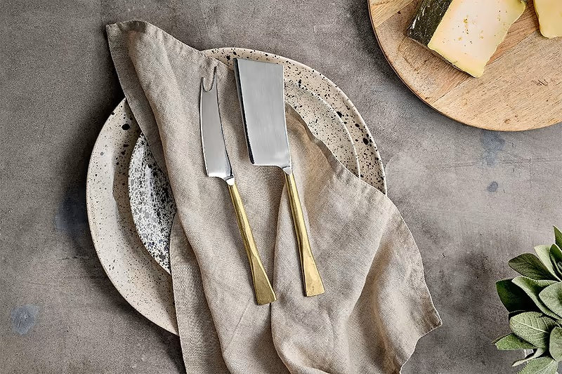 Brushed Gold Cheese Knife Set of 2 21cm