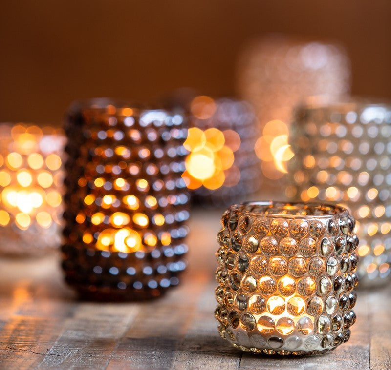 Taupe Glass Tealight Holder Small