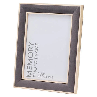 Grey Velvet & Gold Photo Frame