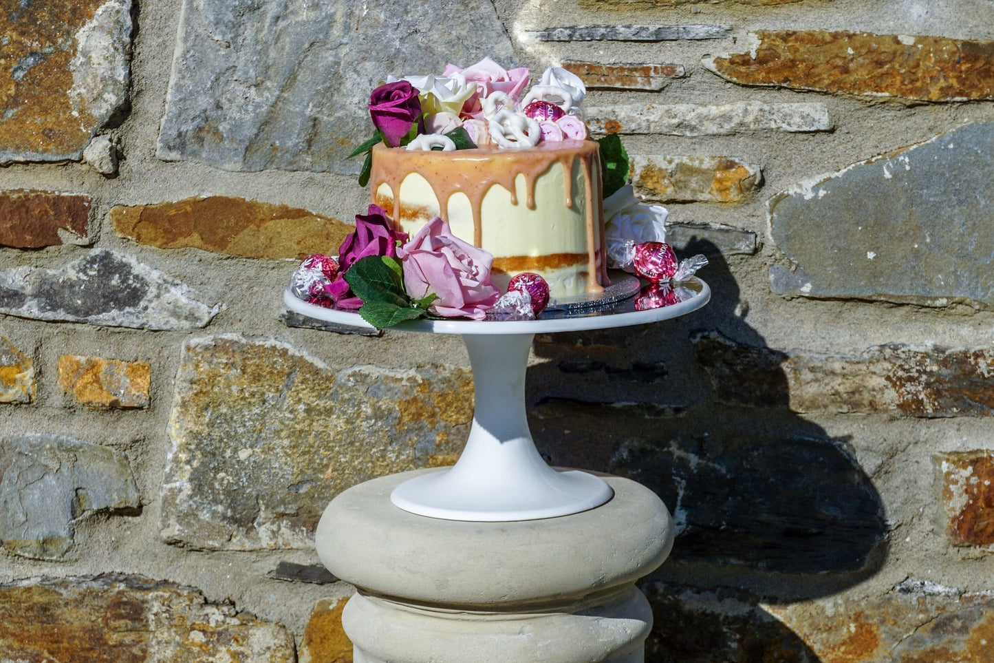 Silver & White Tall Cake Stand