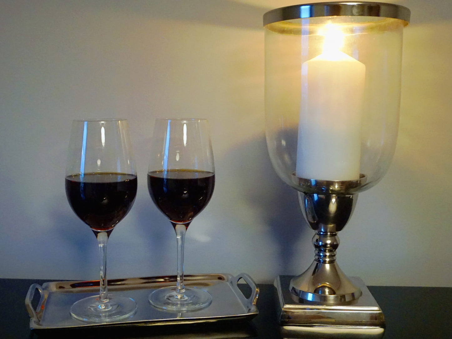 Small Slim Silver Tray with Handles 30cm