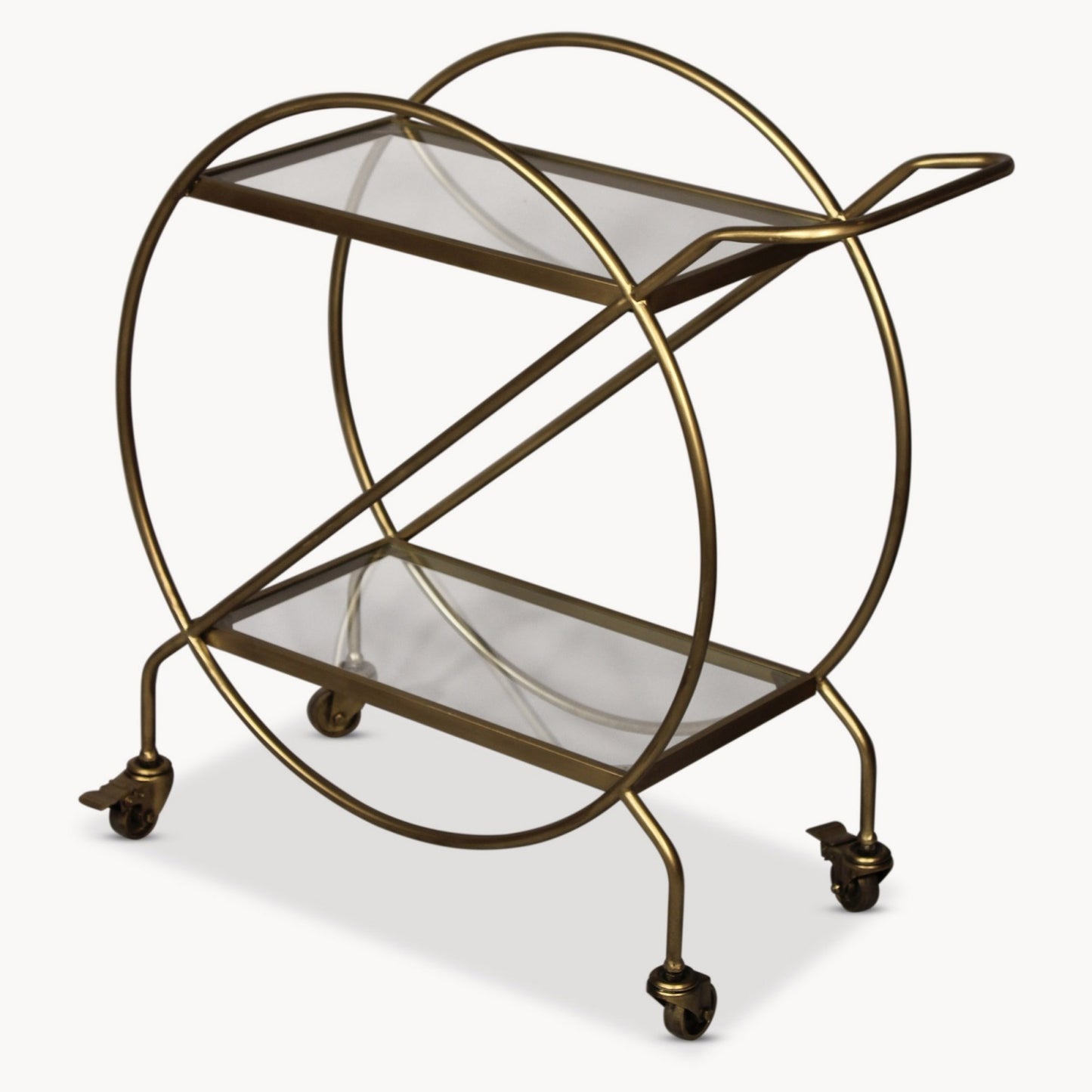 Avonlea Antiqued Brass Circle Bar Trolley