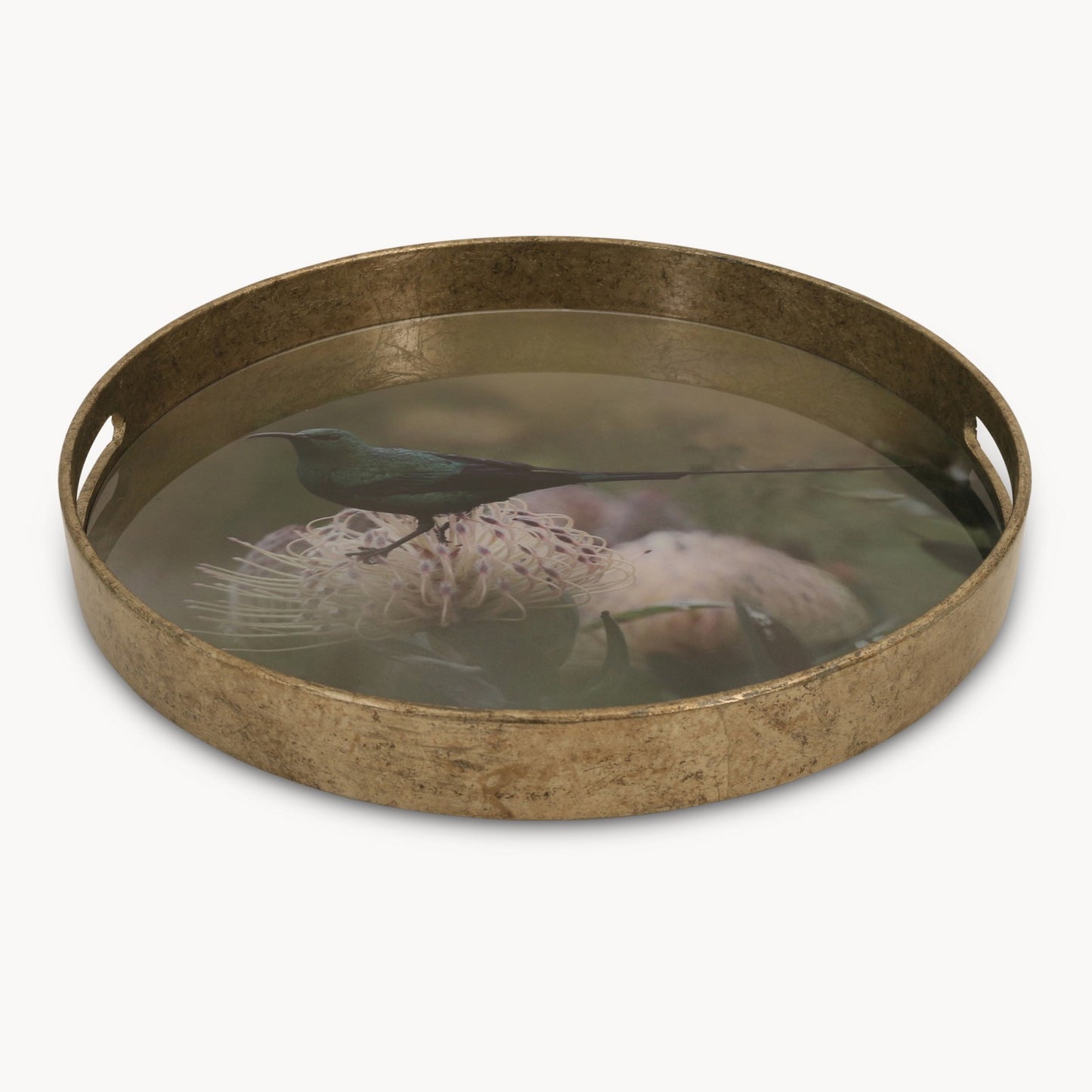 Round Tray with Bird Pattern